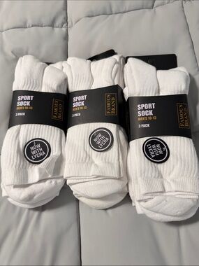 Men's White Sport Socks - 3 Pack total of 9 pairs for $20 New in packaging